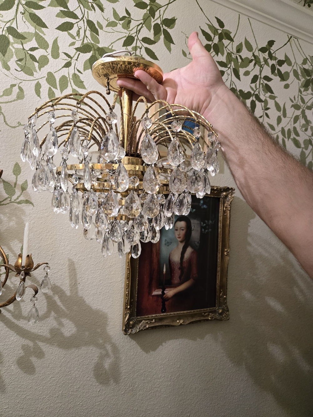 Gold Crystal Teardrop Chandelier 14in X 14in